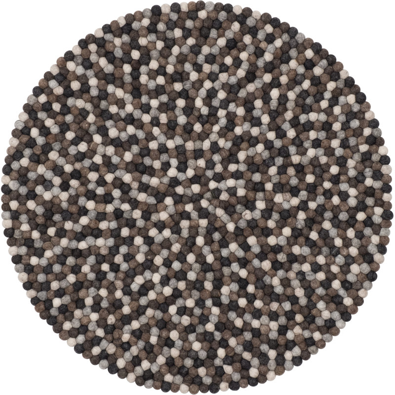 Round Geometric Wool Hand Woven Area Rug, Round 70cm