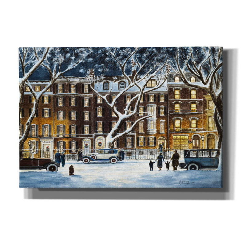 «Beacon Street, Ma. «1926» par Stanton Manolakas, art mural sur toile, L 26 po x H 18 po