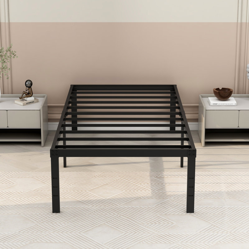 Base de lit plateforme en métal, Simple, Blanc