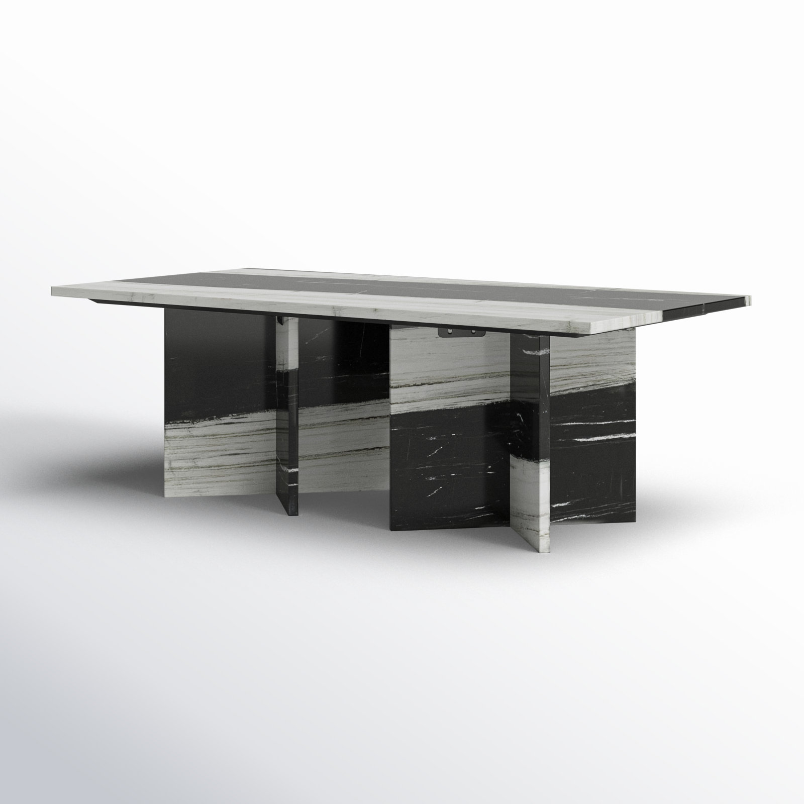 Verona 48" Genuine Marble Coffee Table, Panda Marble