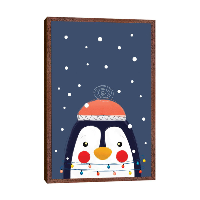 Christmas Penguin 1 Piece Wall Art on Canvas, 66.04cm H x 45.72cm W, Classic Wood Floater Frame