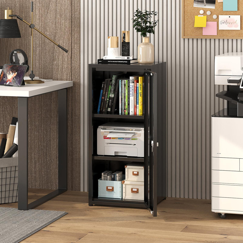 Casier en métal, armoire de rangement avec portes, petit casier avec serrure, mini casier, armoire verrouillable, armoire de rangement verrouillable, casier de rangement, casier d'école / employé, noir, 34,5 po x 15,75 po x 13,78 po