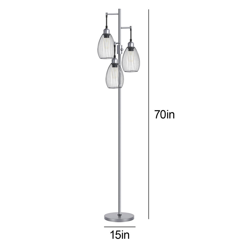 70" Modern Floor Lamp for Living Room, Silver, Silver