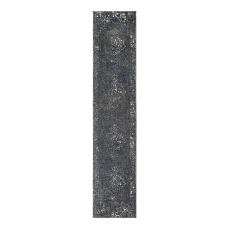 Tapis oriental bleu Chartehouse, Tapis de couloir 2 pi 7 po x 12 pi