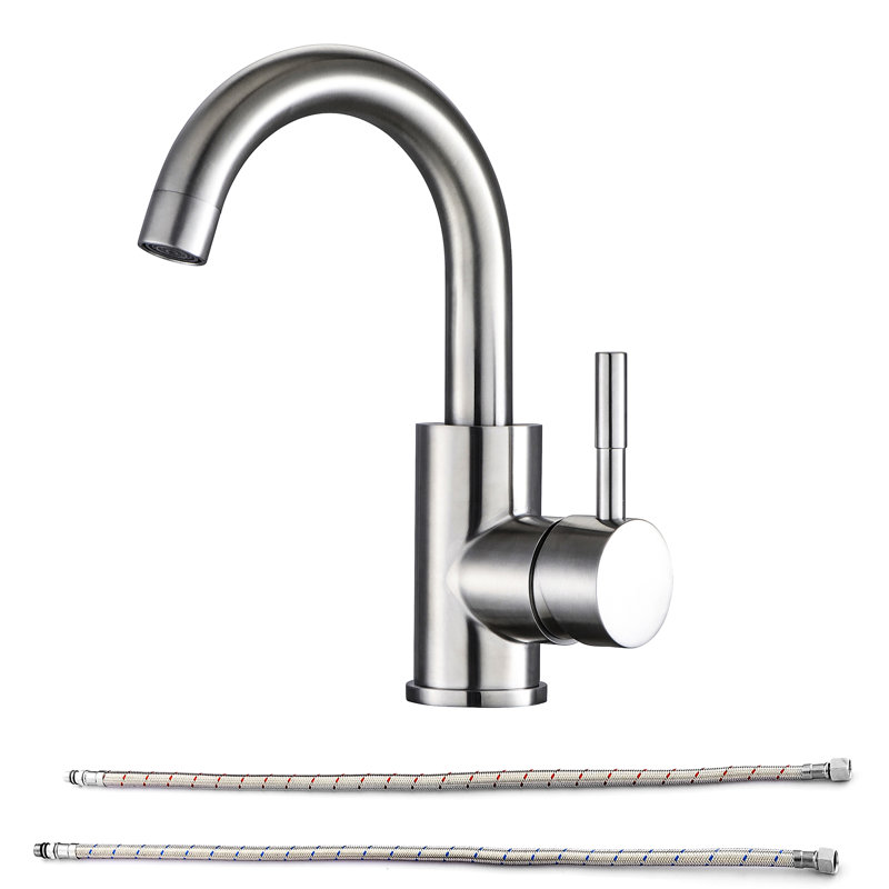 Brushed Nickel Bathroom Faucet For Single Hole Deck-Mounted - Made Of Stainless Steel Long-Lasting Beauty With A Sleek Design Modern Bathrooms