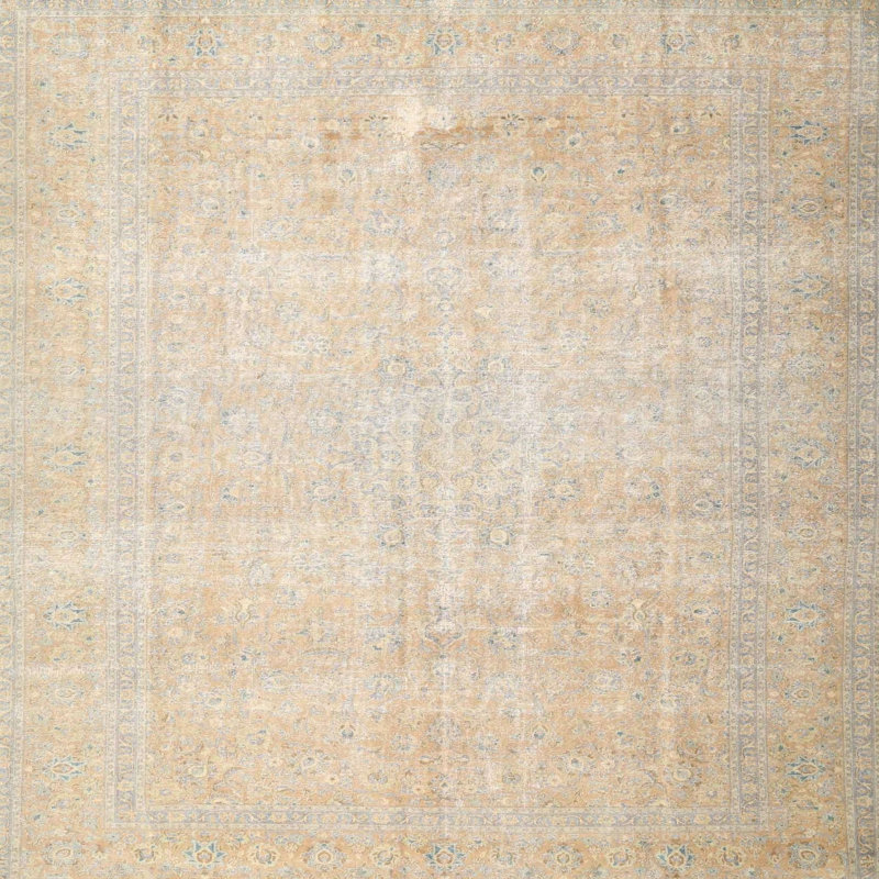Tapis traditionnel beige / noir, Rond 4 pi