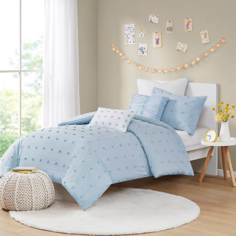 Ensemble d'édredon en coton , Édredon double/grand + 4 pièces additionnelles, Bleu