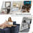 Loette 120.3" Configurable Sectional Sofa, USB Ports, Cup Holder, 360°Rotate Tabletop, Console Box & Armrests-1825867426