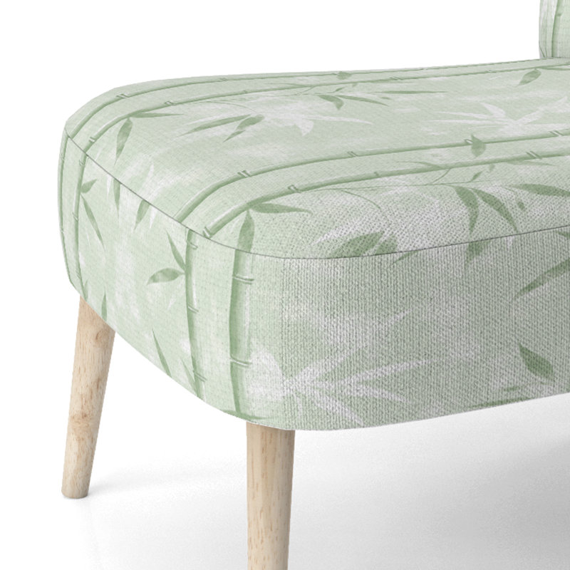 Chaise d'appoint Oriental - Chaise d'appoint verte brume de bambou, Chaise d'appoint sans accoudoirs