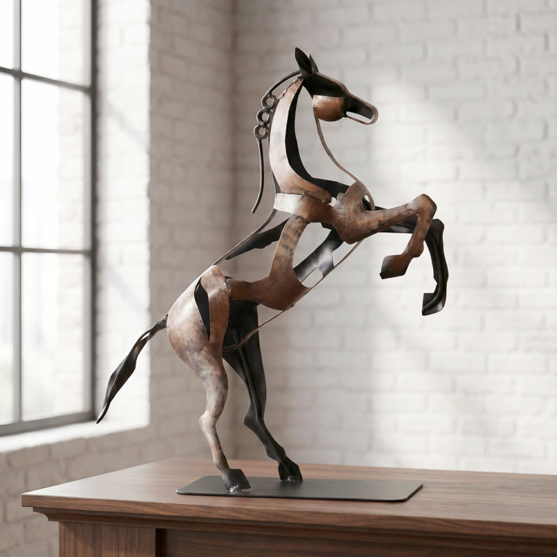 Sculpture de cheval en métal faite à la main, Brun rétro
