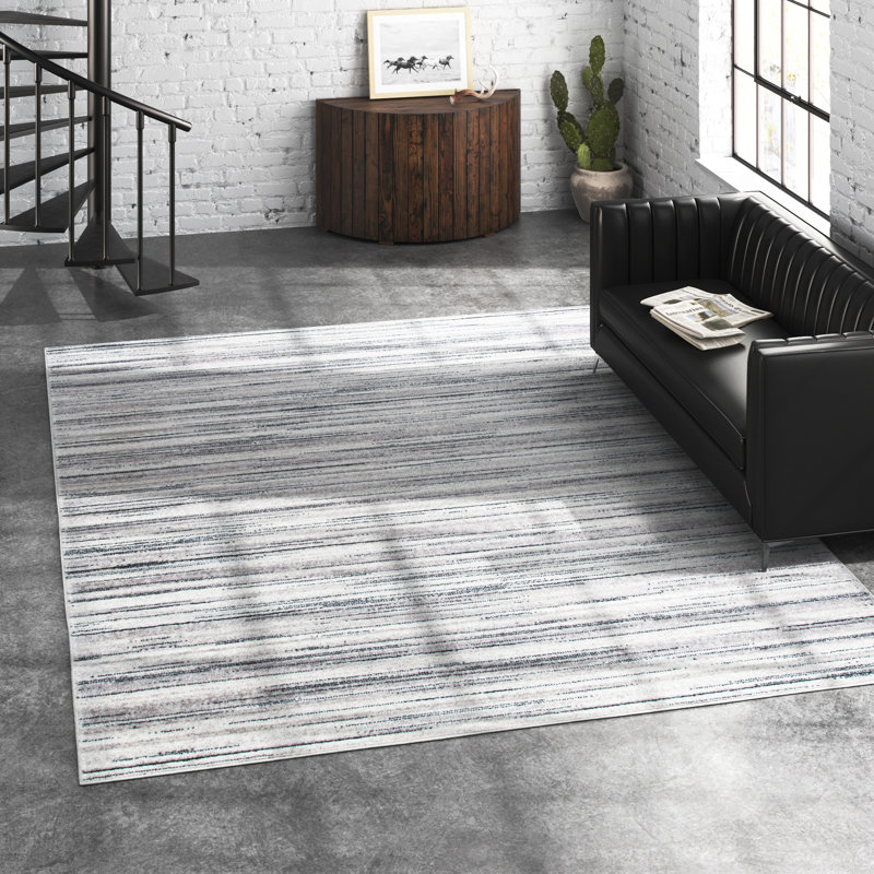 Melby Abstract Gray/Ivory Area Rug, Rectangle 8' x 10'