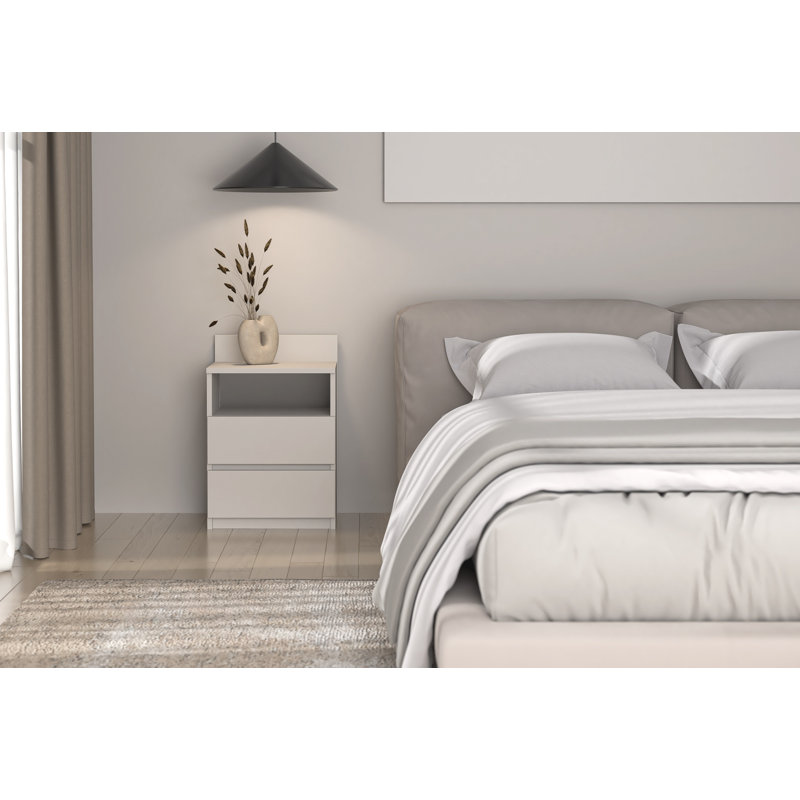 Abril 2 Drawer Bedside Table, Cashmere
