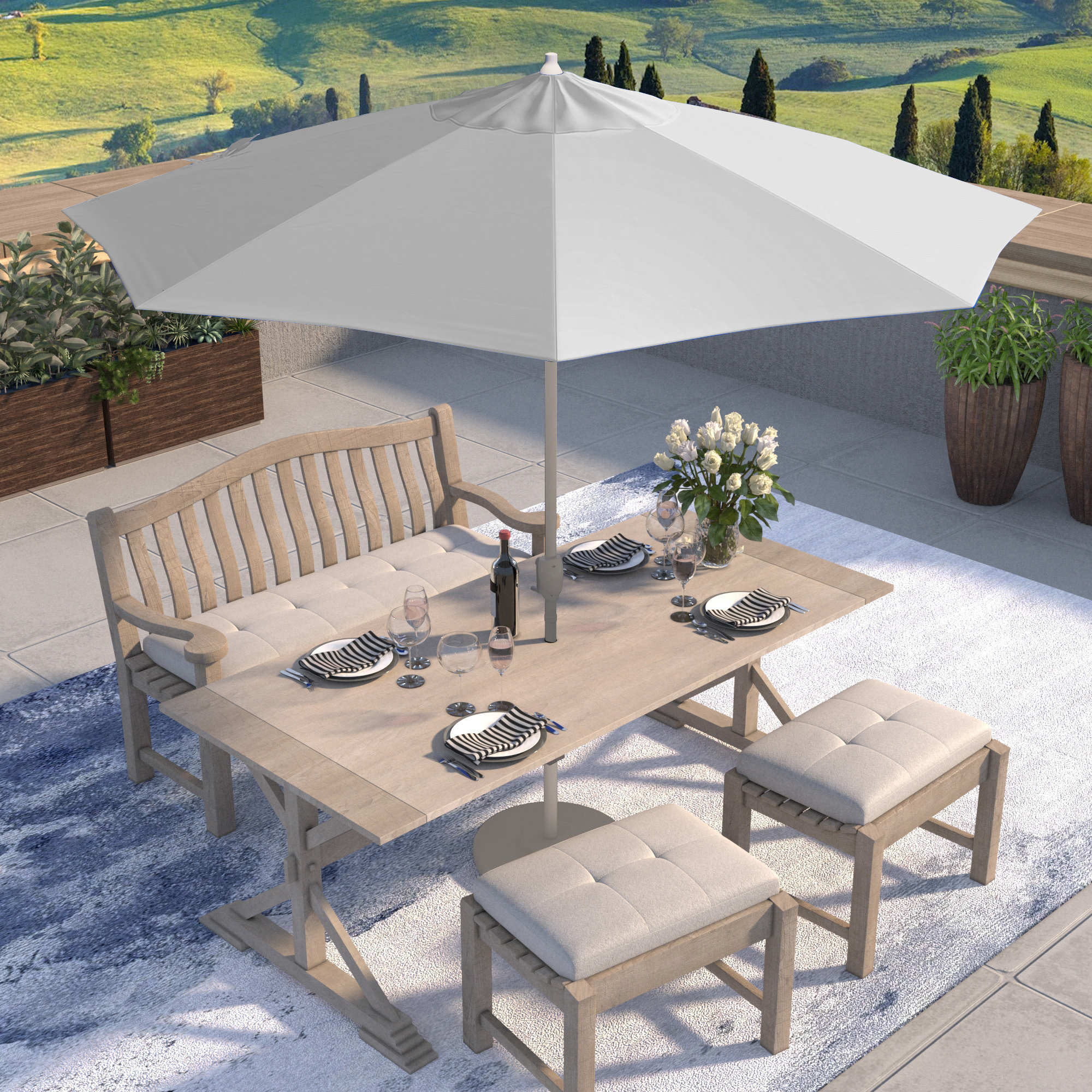 Kenne Sunbrella® Outdoor Umbrella, Canvas Natural Sunbrella® Canvas, 108" W x 108" D