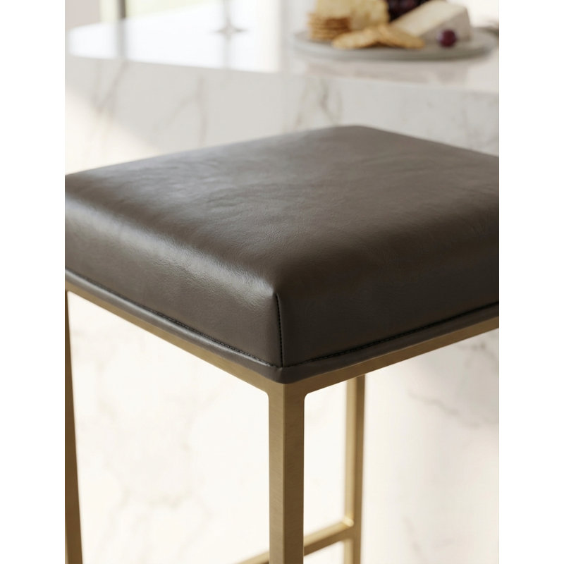 Tabouret de bar en cuir gris