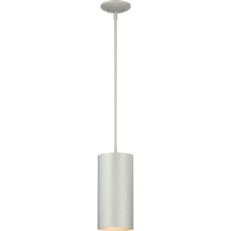 LED Outdoor Pendant, Silver Gray,  12" H x 6'' W x 6'' D