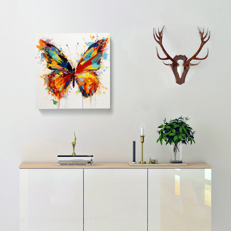 Butterfly Gestural Art - Print, 35cm H x 35cm W x 3cm D