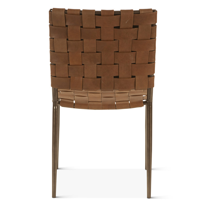 Genuine Leather Parsons Chair Dining Chair, Brown
