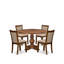 Ensemble de cuisine de style Mid-Century 5 pièces comprenant une table à piédestal et 4 chaises de cuisine en lin brun clair avec dossier rembourré - Noyer antique-236958587-236958584-266354686