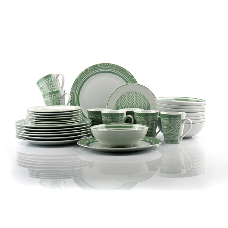 32pc Herringbone Sage Green