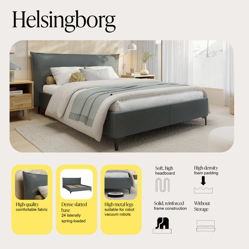 Tavarus Upholstered Bed, Kingsize (5'), Grey