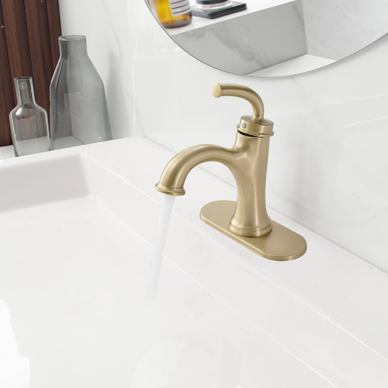 Single Handle Bathroom Faucet, Brushed Gold