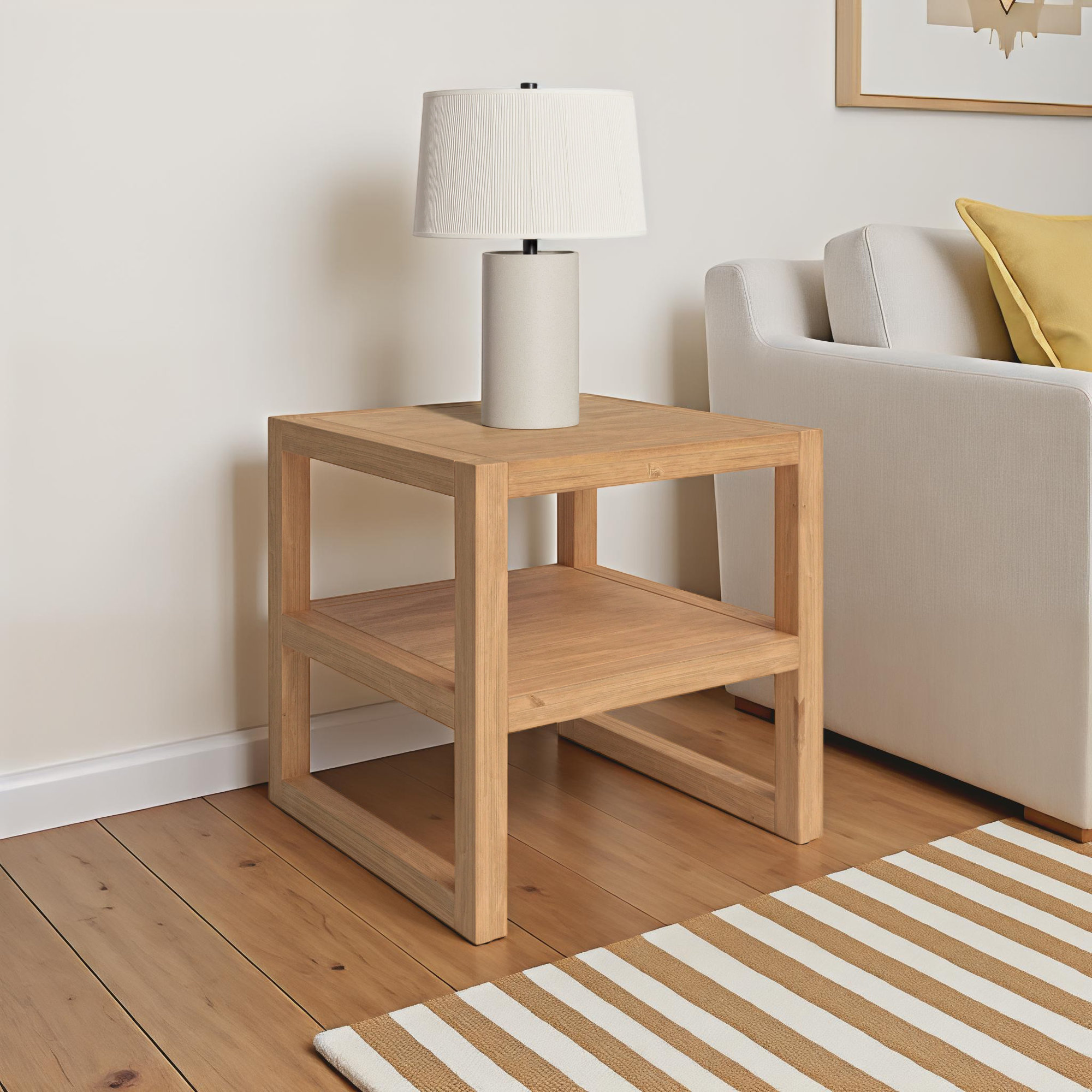Modica Solid Wood End Table, Natural