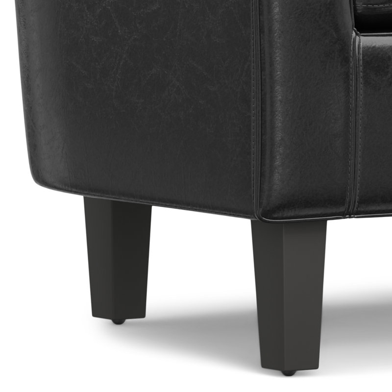 Austin Contemporary Barrel Armchair in Deluxe Black Faux Leather