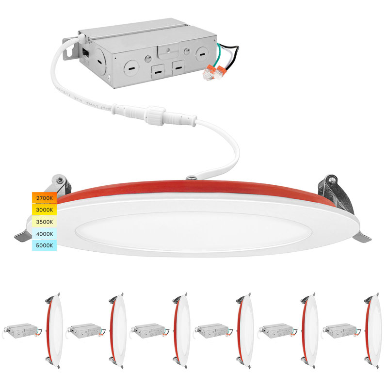 6.88'' Selectable Color Temperature Dimmable Air-Tight IC Rated LED Canless Recessed Lighting Kit