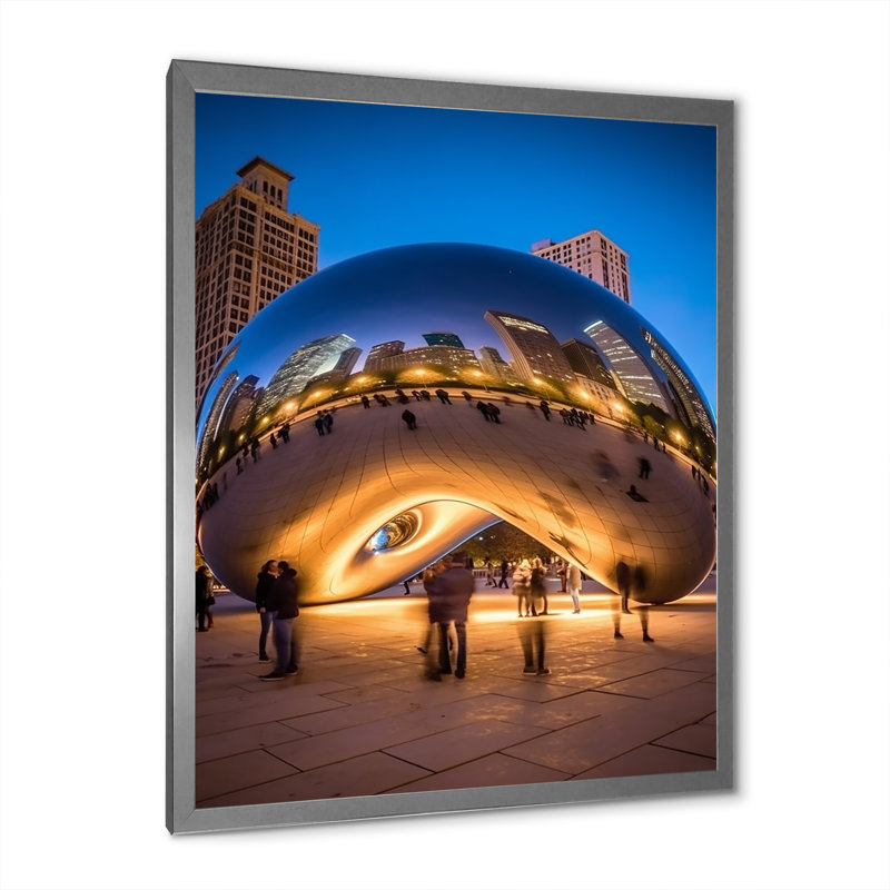 Iconic Chicago Skyline II, reproduction d'art sur toile, H 44 po x l 34 po x P 1,5 po, Cadre photo argenté