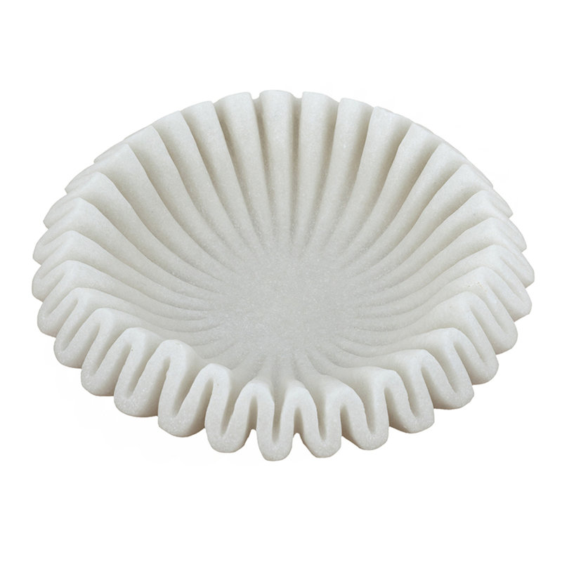 Bol de sable ondulé et de résine D13.5X3.5 "avec finition blanche texturée