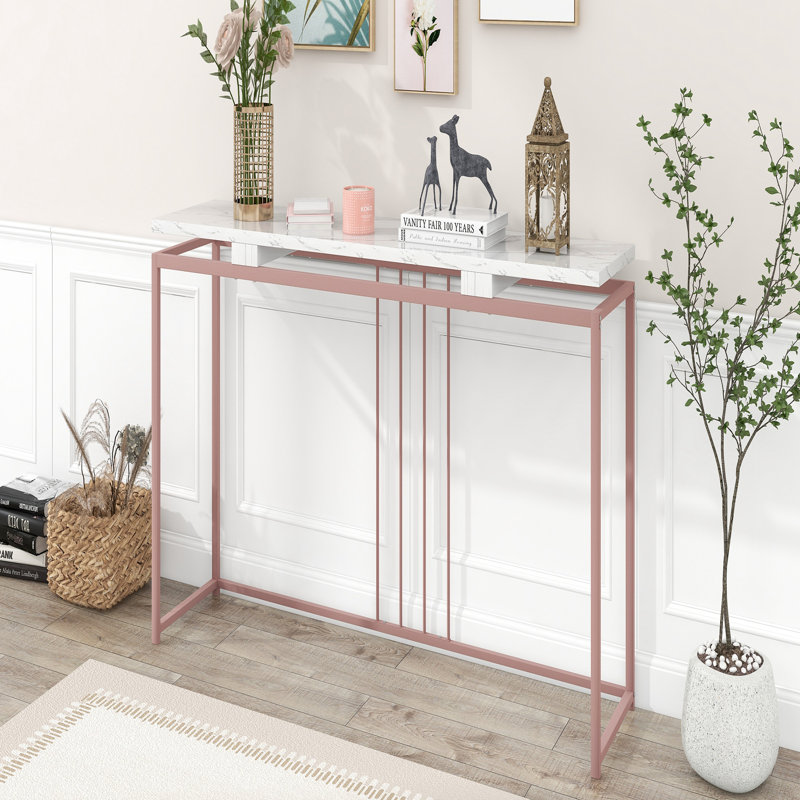 Kalyana 63'' Console Table, White, Pink