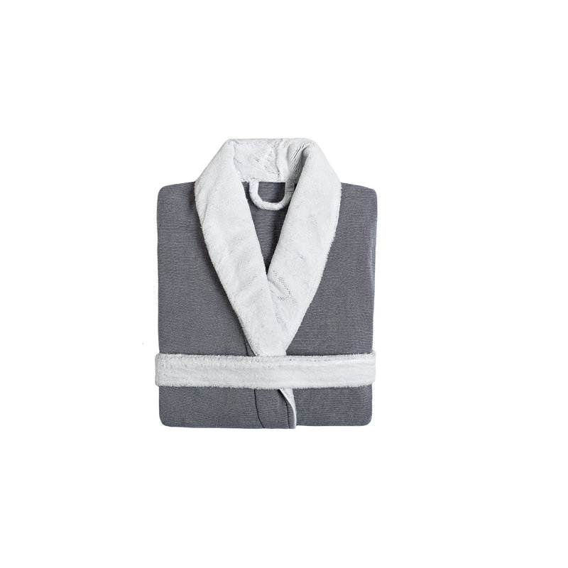 100% Cotton Boy / Man+ Mid-Calf Bathrobe with Pockets, S, Navy