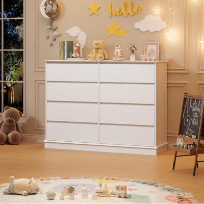 Commode 8 tiroirs pour chambre à coucher, avec tiroirs profonds