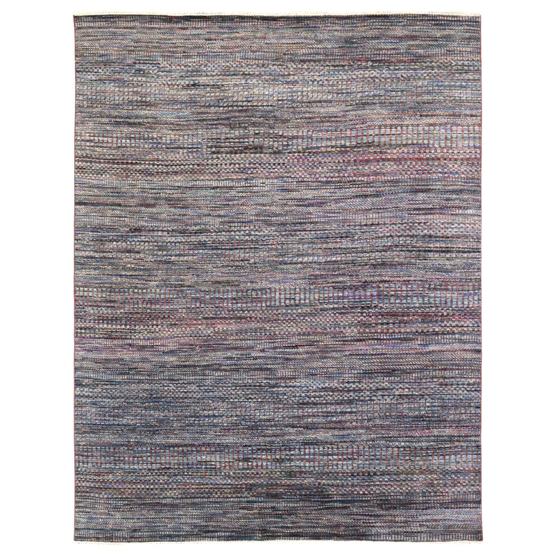 Tapis unique gris / rouge / denim 8 pi 8 po x 11 pi 4 po Illusions 2