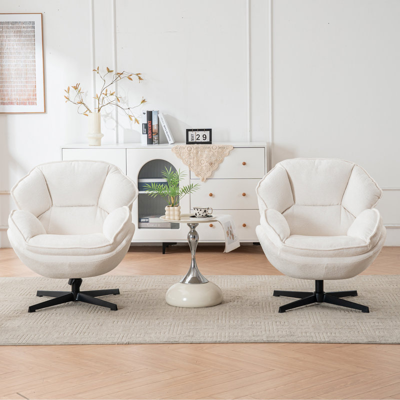 Fauteuil d'appoint pivotant rembourré et capitonné, Beige