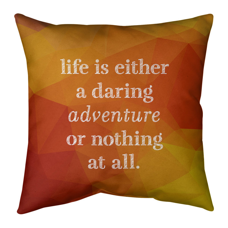 Oreiller en fausse pierre-citation vie adventure, 16 po x 1 po, Ambre