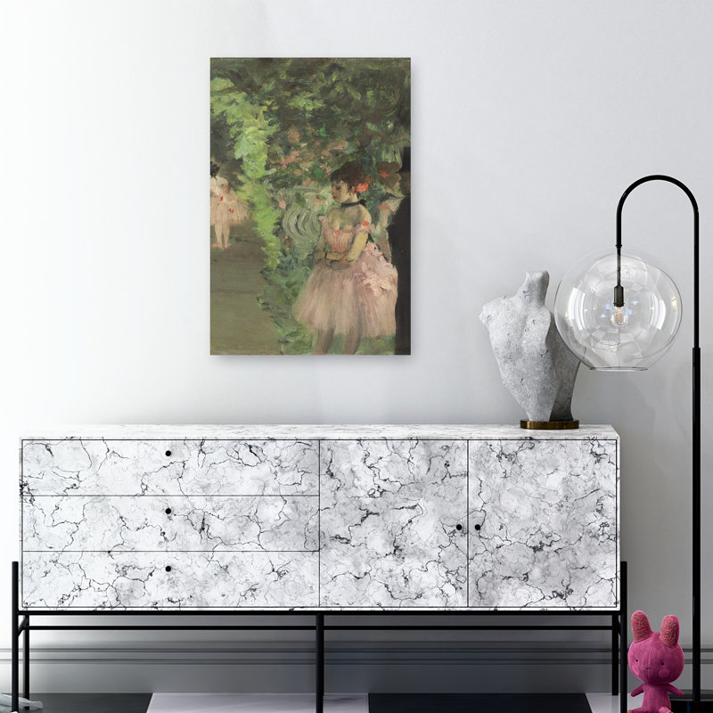 Danseuses en coulisses, 1876-1883, estampe d'art mural contemporain abstrait impressionniste, H 36 po x l 24 po