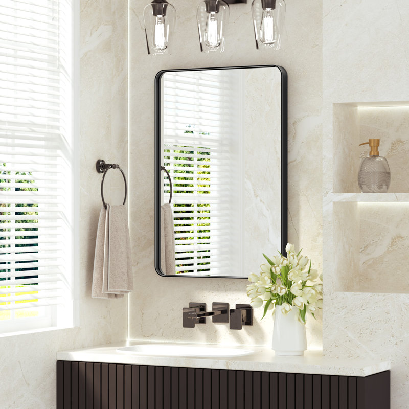 Aluminium Mirror, Matte Black, 50.8cm x 76.2cm, Rectangle