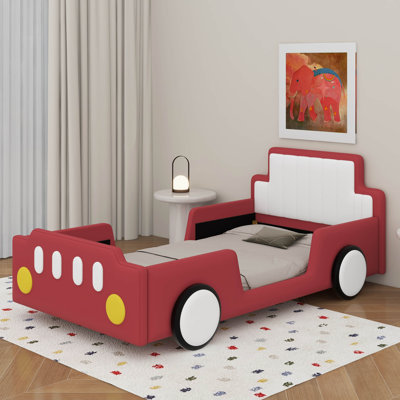 Twin Size Race Car-Shaped Bed With Wheels
