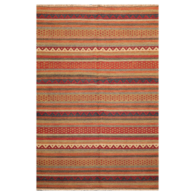 Tapis oriental rouge en laine noué à la main Nourison Nourmak 5 pi 11 po x 9 pi Isabelline