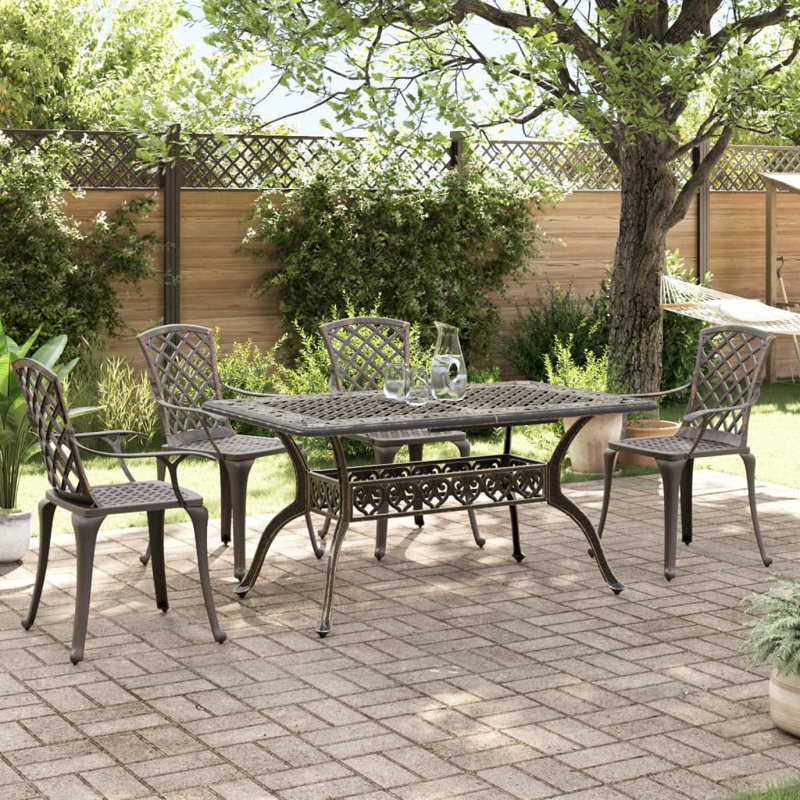 4 - Person Patio Dining Set Rectangular Table, Bronze