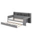 Lit de jour en bois avec tablettes de rangement, lit multifonctionnel avec deux tiroirs de rangement et bureau d'étude-1418733124