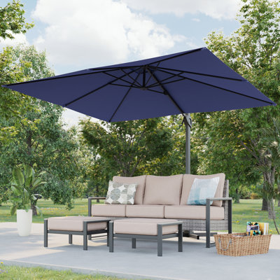 Parasol en porte-à-faux 10 x 8 pi avec tissu teint dans la masse, abat-jour luxueux avec rotation à 360 °