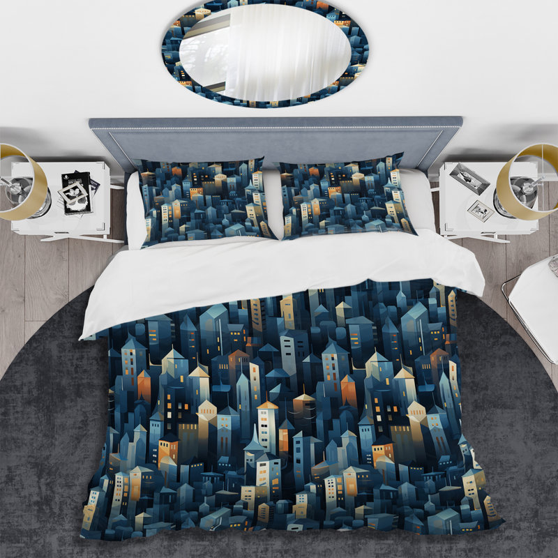 Ensemble de housse de couette en microfibre bleu / jaune Eitelfritz, Housse de couette pour très grand lit et 2 très