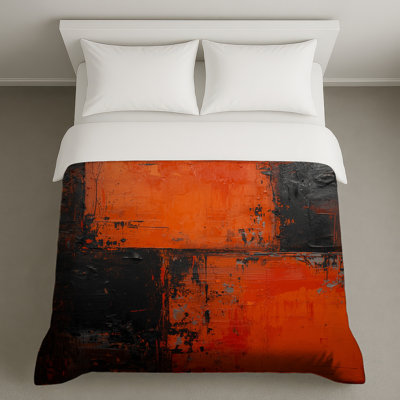 Housses de couette abstraites orange et noires