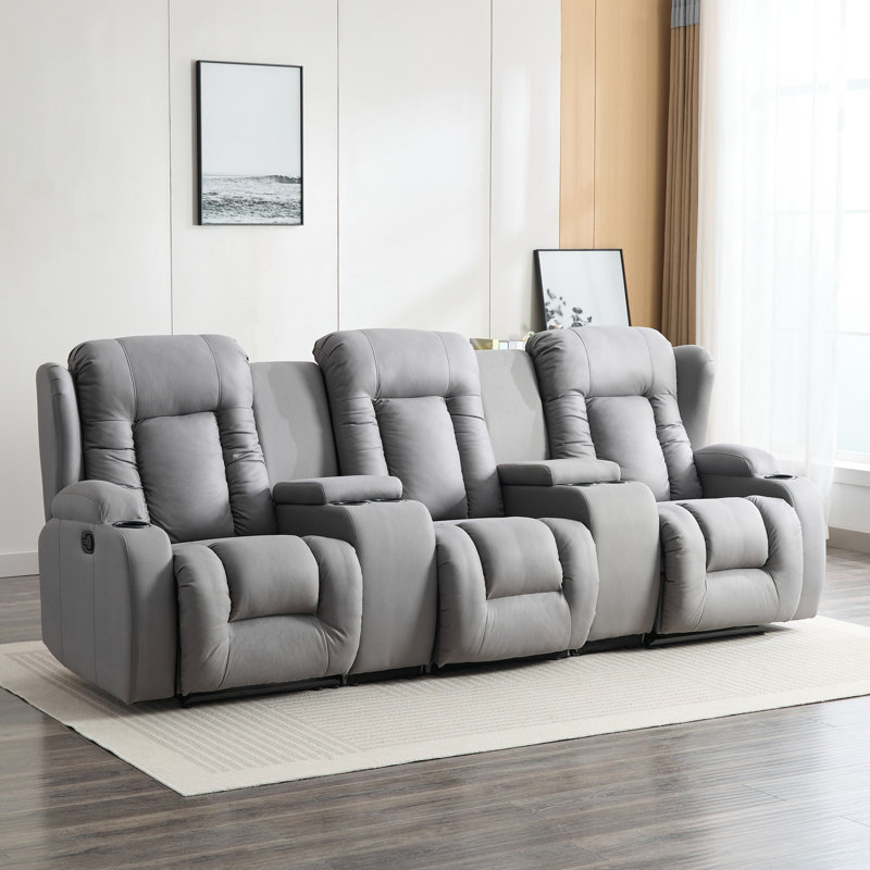 Andreaz 3 Seater Linen Reclining Sofa, Manual - Handle / Lever