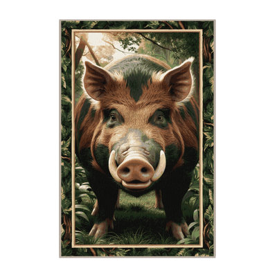 Washable Giant Forest Hog Wildlife Area Rug