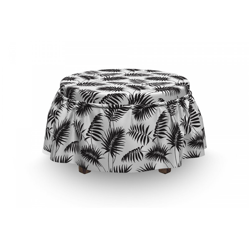 Housse pour repose-pieds en feuilles d’art monochrome