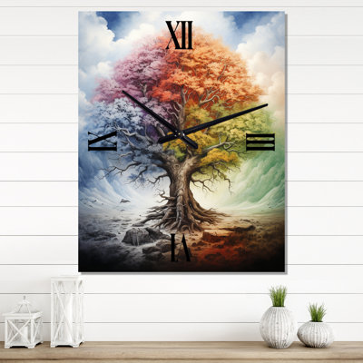 Tree Of Life All Seasons I - Landscape Trees Wall Clock Oversized