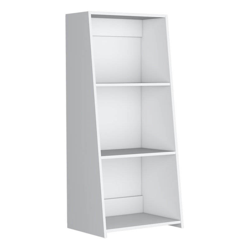 Élégante bibliothèque fonctionnelle à trois niveaux pour rangement et présentation organisés, Blanc